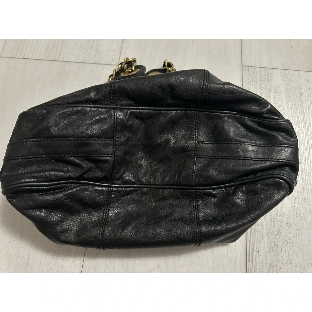 Vintage Y2K Juicy Couture Black Leather Chain‎ Handle Shoulder Bag w/ Dustbag